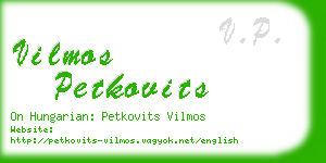 vilmos petkovits business card